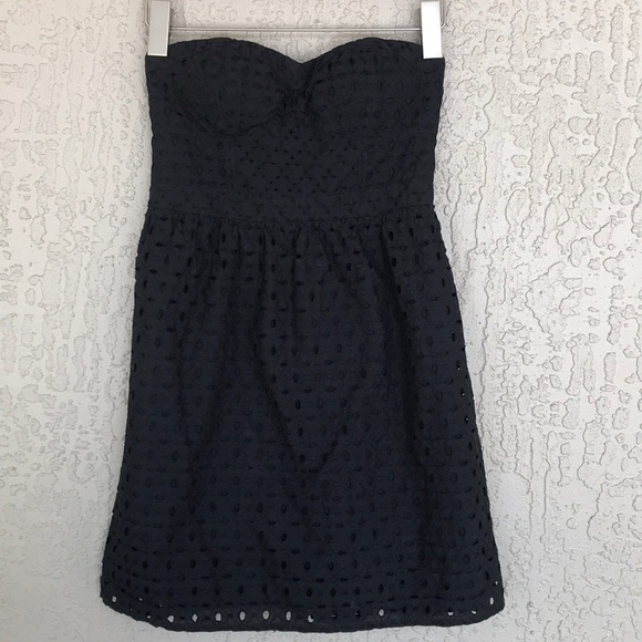 American Eagle Black Strapless Eyelet Mini Dress - Picture 1 of 11